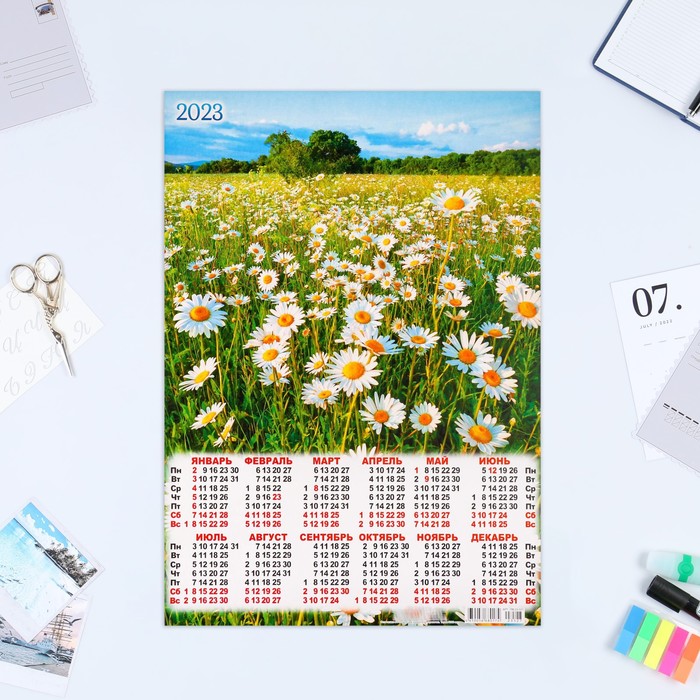 Календарь листовой "Ромашки 2023" 2023 год, бумага, А3 - Фото 1
