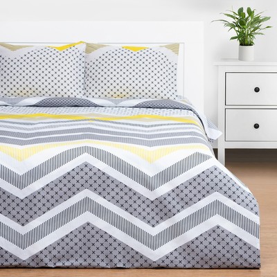 Постельное бельё евро «Этель» Gray geometry, бязь