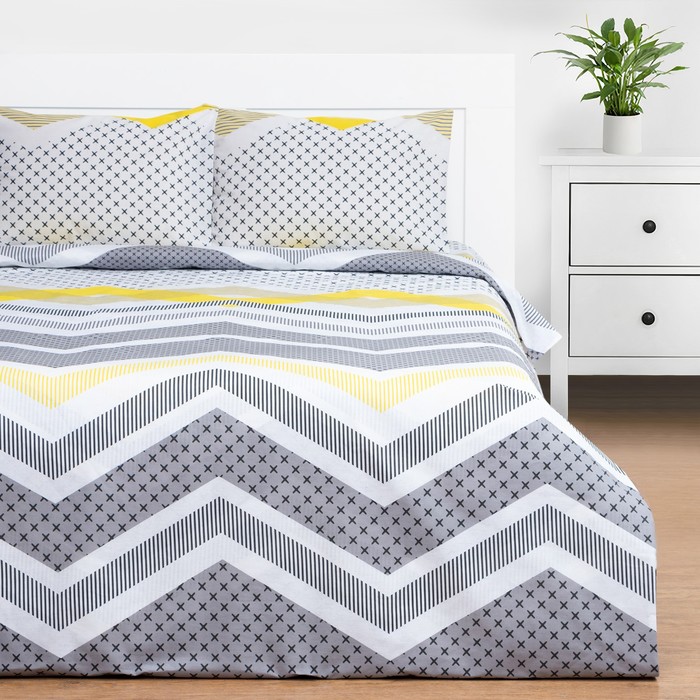 Постельное бельё евро «Этель» Gray geometry, бязь