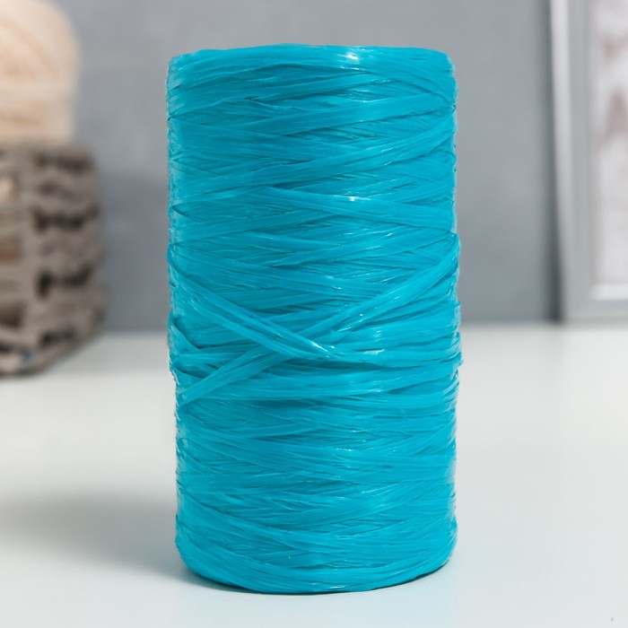 Пряжа "Для вязания мочалок" 100% полипропилен 300м/75±10 гр в форме цилиндра (бирюза) - Фото 1