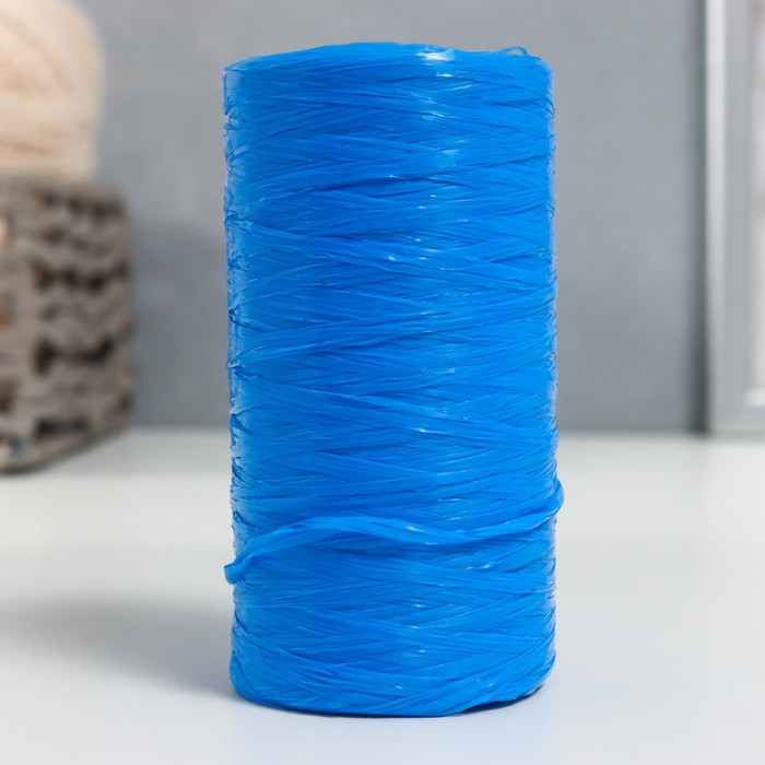 Пряжа "Для вязания мочалок" 100% полипропилен 300м/75±10 гр в форме цилиндра (василёк) - Фото 1