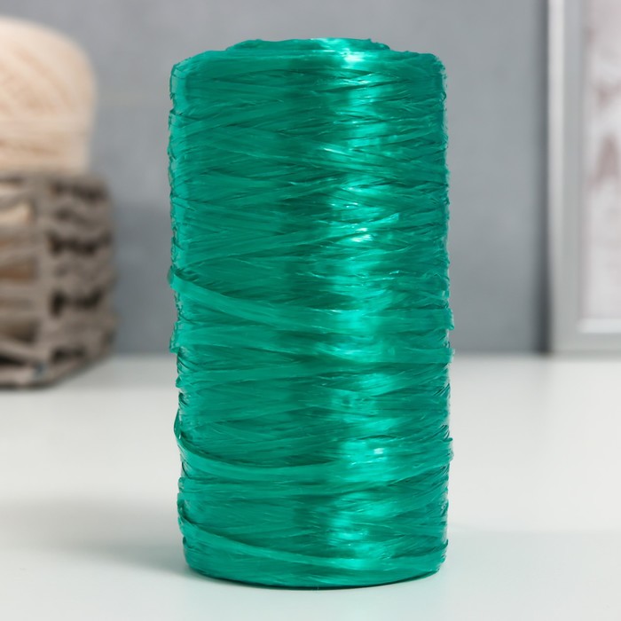 Пряжа "Для вязания мочалок" 100% полипропилен 300м/75±10 гр в форме цилиндра (изумрудный) - Фото 1