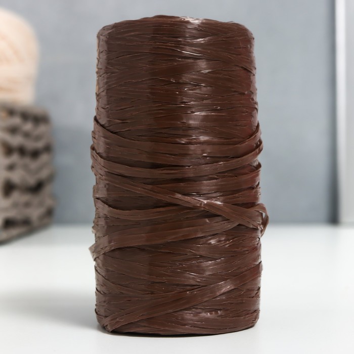 Пряжа "Для вязания мочалок" 100% полипропилен 300м/75±10 гр в форме цилиндра (мол.шоколад) - Фото 1