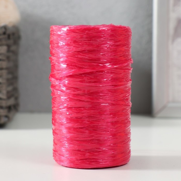 Пряжа "Для вязания мочалок" 100% полипропилен 300м/75±10 гр в форме цилиндра (рубин) - Фото 1