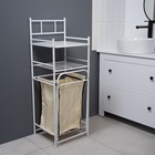 Стеллаж с корзиной для белья 2-х ярусный, 38×35×105 см, белый - Фото 7