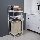 Стеллаж с корзиной для белья 2-х ярусный, 38×35×105 см, белый - Фото 8