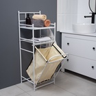 Стеллаж с корзиной для белья 2-х ярусный, 38×35×105 см, белый - Фото 9