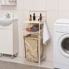 Стеллаж с корзиной для белья 2-х ярусный, 38×35×105 см, бежевый - Фото 1