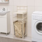 Стеллаж с корзиной для белья 2-х ярусный, 38×35×105 см, бежевый - Фото 2