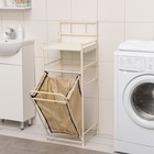 Стеллаж с корзиной для белья 2-х ярусный, 38×35×105 см, бежевый - Фото 3
