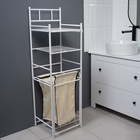 Стеллаж с корзиной для белья 3-х ярусный, 38×35×125 см, белый - Фото 7
