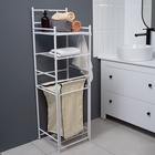 Стеллаж с корзиной для белья 3-х ярусный, 38×35×125 см, белый - Фото 8