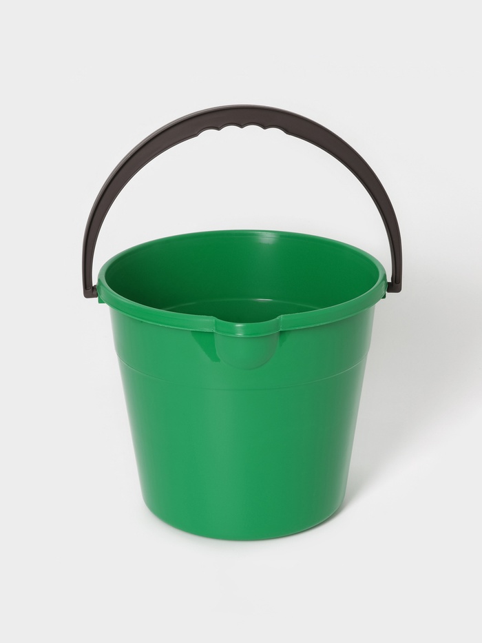 Ведро хозяйственное, 10 л, d=28 см, h=24 см, со сливом, пластик, салатовое, зелёное - Фото 1