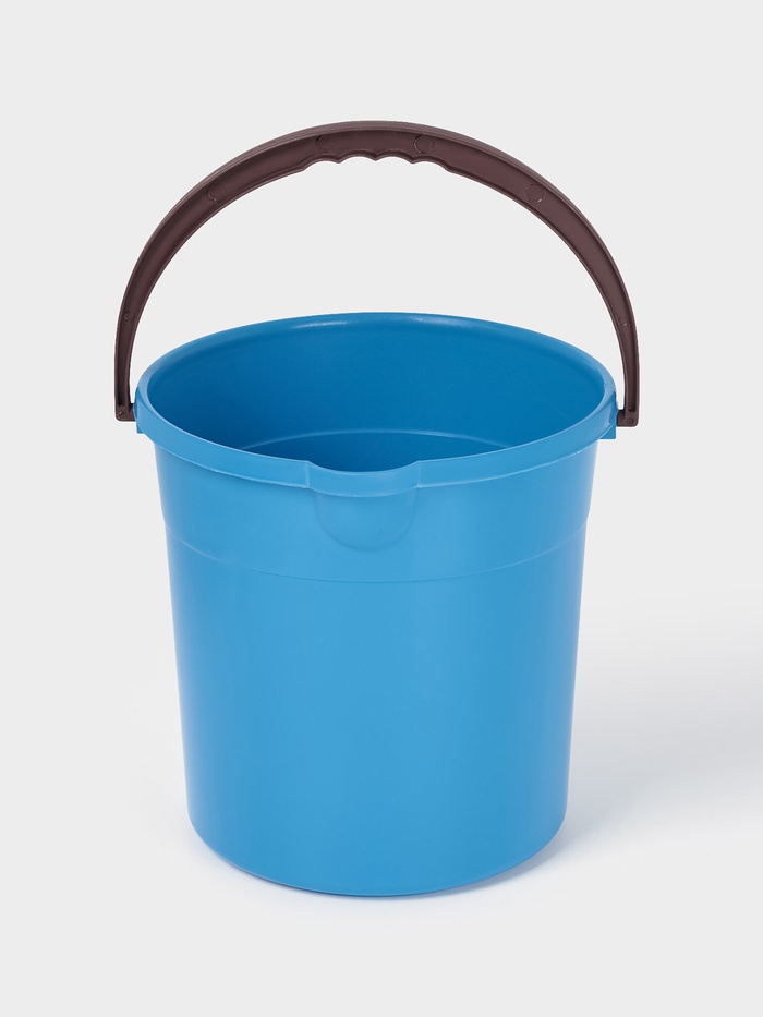 Ведро хозяйственное со сливом, 7 л, d=23 см, h=23 см, пластик, голубое - Фото 1