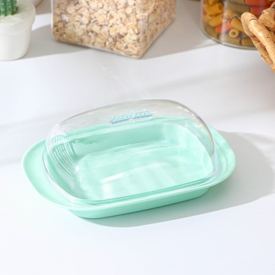 Маслёнка, пластиковая, 18×12×7 см, цвет мятный