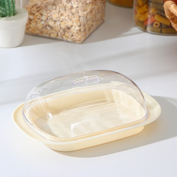 Маслёнка, пластиковая, 18×12×7 см, цвет слоновая кость - Фото 1