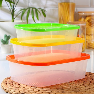 Набор пищевых контейнеров «BioFresh», 3 шт.: 1 л, 1.6 л, 2.3 л, цвет микс