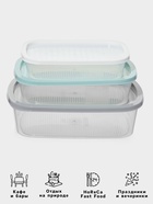 Набор пищевых контейнеров SparkPlast BioFresh, 3 шт.: 500 мл, 1 л, 1.6 л, прозрачный, крышки МИКС - Фото 2