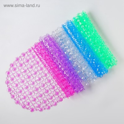 Коврик противоскользящий в ванну на присосках Доляна «Капли воды», 36×65 см, цвет МИКС