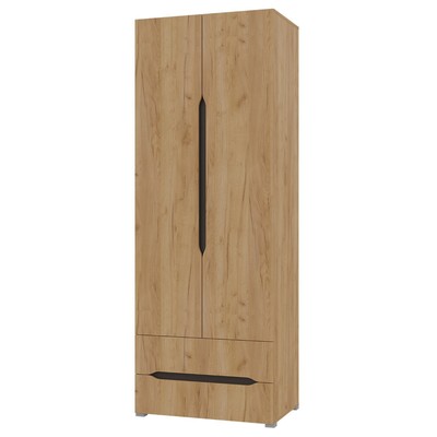 Шкаф двухстворчатый Вега с ящиками, 800х2200х520, Крафт золотой/Венге