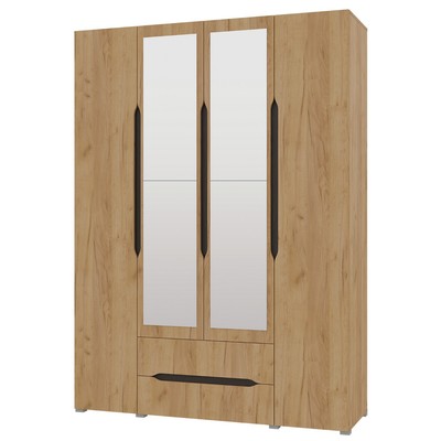 Шкаф четырехстворчатый Вега с ящиками, 1600х2200х520, Крафт золотой/Венге