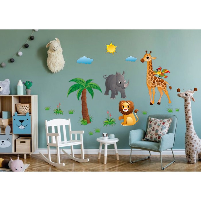Наклейка интерьерная «Звери Африки», 30×50 см