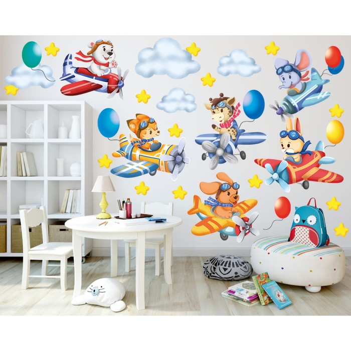 Наклейка интерьерная «Лётчики», 30×50 см