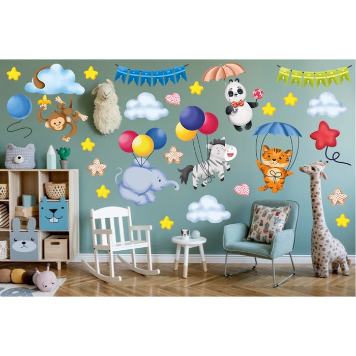 Наклейка интерьерная «Зверята», 30×50 см