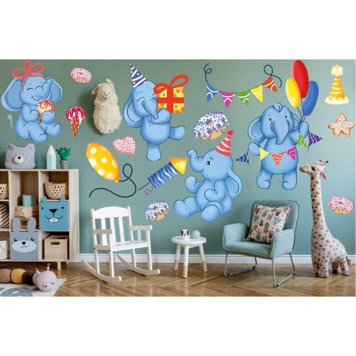 Наклейка интерьерная «Слоны», 23×50 см