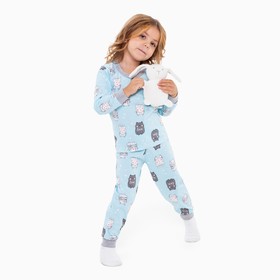 Пижама для девочки, цвет голубой/котики, рост 110 см