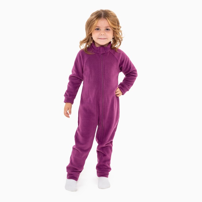 Комбинезон для девочки флисовый, вишни, рост 80-86 см