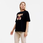 Футболка женская «Мишка», цвет чёрный, размер one size (46-52) - фото 21709076