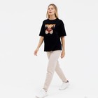 Футболка женская «Мишка», цвет чёрный, размер one size (46-52) - фото 21709077
