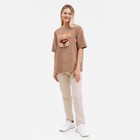 Футболка женская «Мишка», цвет бежевый, размер one size (46-52) - фото 21709086