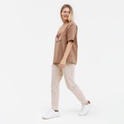 Футболка женская «Мишка», цвет бежевый, размер one size (46-52) - фото 21709087