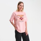 Футболка женская «Мишка», цвет пудра, размер one size (46-52) - фото 21709100