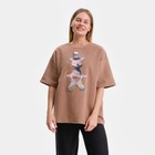 Футболка женская, цвет бежевый, размер one size (46-52) - фото 21709117