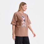 Футболка женская, цвет бежевый, размер one size (46-52) - фото 21709118