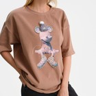 Футболка женская, цвет бежевый, размер one size (46-52) - фото 21709116