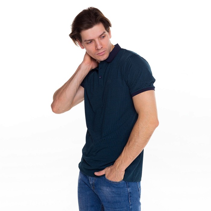 Футболка мужская поло, цвет зеленый, размер 50 (XL)