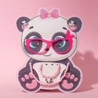 Набор детский "Выбражулька" 4 предмета: клипсы, очки, бусы, браслет, панда, цвет розовый - Фото 3