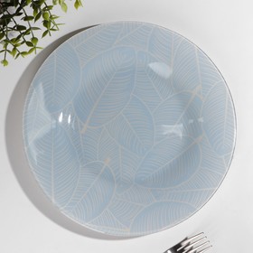 Тарелка стеклянная «Ливс», d=26 см, цвет голубой