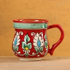 Кружка Риштанская Керамика "Цветы", 330 мл, красный - фото 9894780