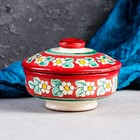 Сахарница узбекская Риштанская Керамика «Цветы», 250 мл, красная - Фото 1