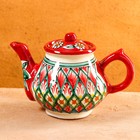 Чайник Риштанская Керамика "Узоры", 700 мл, красный  7 - фото 305963554