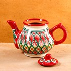 Чайник Риштанская Керамика "Узоры", 700 мл, красный  7 - фото 4358597