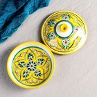 Маслёнка узбекская Риштанская Керамика «Узоры», 17×7 см, жёлтая - Фото 3