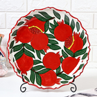 Ляган узбекский Риштанская керамика "Гранат" для плова, 32 см, рифлёный - фото 23089215