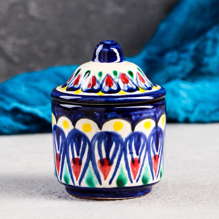 Баночка для специй Риштанская Керамика «Узоры», 100 мл, синяя - Фото 1