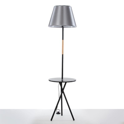 Торшер напольный BayerLux «Патрисиа» со столиком, 1×15 Вт, Е27, черный/серый, 40×40×157 см